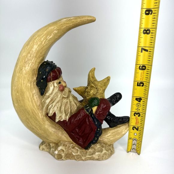 Vintage 1994 Ila Lefever Enesco Santa Resting on the Moon Holding Star Folk Art - Picture 7 of 15